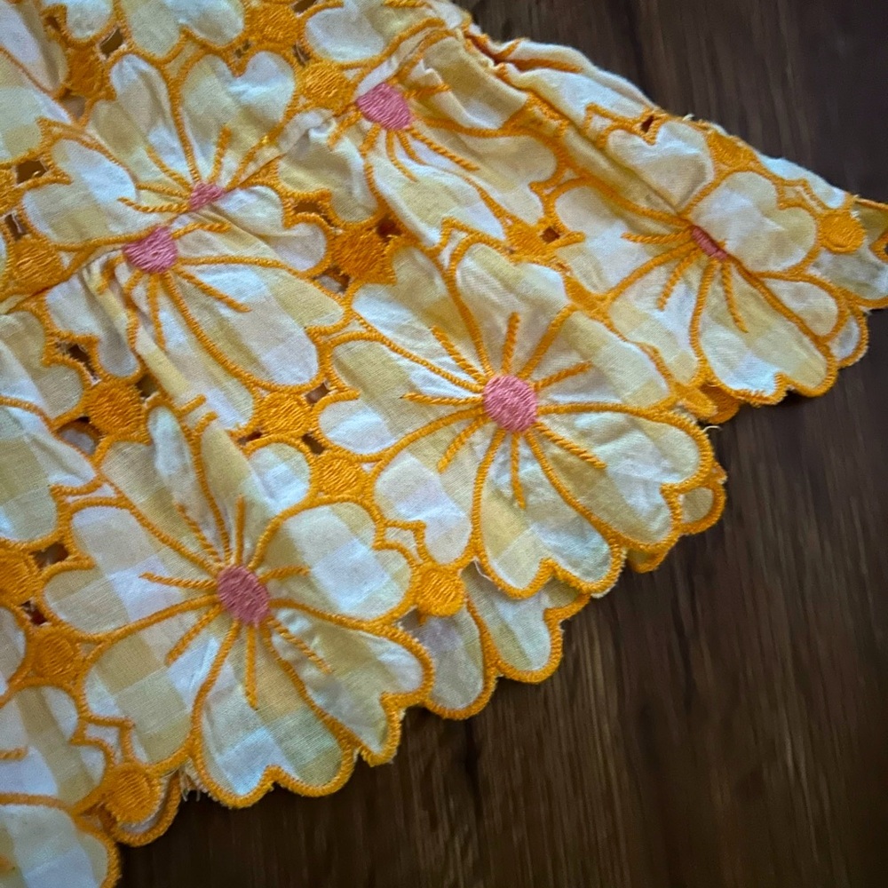 ANTHROPOLOGIE NWT Tank Orange flowers white & pink EMBROIDERED